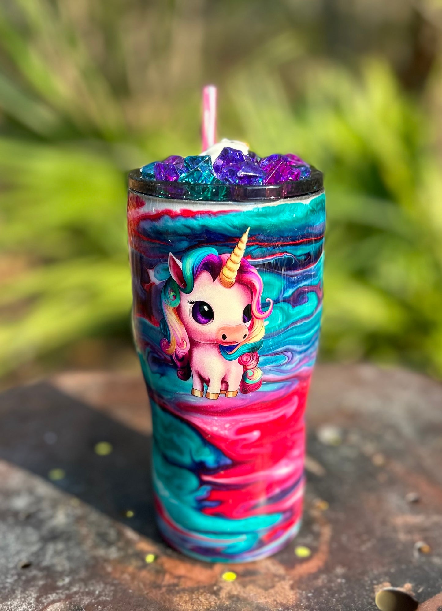 20 ounce curve unicorn tumbler